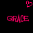 A pixelated pink heart symbol above two identical 'GRACE' text elements on a black background.