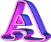 Two side-by-side frames of a 3D-rendered letter A icon with gradient colors and neon outlines on a gray background.
