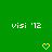 Green background with white text 'visi '72' on left and right, two yellow pixelated hearts below center.