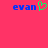Static pixel art icon with bright pink background, blue text 'evan', and green heart symbol on left side.