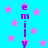 A static image with a bright cyan background filled with pink stars and vertical purple text reading "emily" repeated twice.