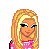 Pixel art of a blonde woman in pink crop top and blue jeans with 'JD' text, shown across multiple views including full-body, torso, legs, and head.