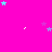 A bright pink background with scattered cyan and purple stars, plus small white dots, in a static composition.