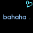 A pixelated cyan heart symbol sits above two identical lines of light blue text reading 'bahaha . bahaha .' on a black background.
