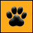 Animated contact sheet of a yellow background icon with black paw print and '10' text, showing frame-by-frame changes from solid to fragmented states.