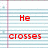 Red pixelated text on a lined paper background with gray and white sections.