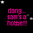 Black background with pink text reading 'dang... sam's a hobie!!!' and scattered white/grey stars, showing animation changes in star positions across frames.