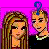 Animated contact sheet of 12 pixel-art frames showing two cartoon women with question marks above their heads, alternating between "No Airheads" and "For me" text on a bright pink background.