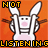 A 48x48 pixel animated contact sheet showing two side-by-side frames of a cartoon bunny and a woman with overlaid text, displayed on an orange background for the left frame and pink for the right frame.
