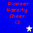 Blue background with red text reading "Pioneer Varsity Cheer <3" and two star icons, one white and one light blue.