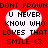 Red background with four white heart shapes containing text and a smiley face symbol, arranged in two