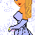Pixelated cartoon woman in light blue dress with blonde hair, shown across three frames of an animation sequence with text below reading "I love some I Guess Who?" on a white background with purple speckles.