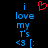Pixelated blue text on black background with red heart symbol above text, showing two identical static frames.