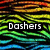 Animated icon with wavy striped background and 'Dashers' text, showing color shifts in stripes and text clarity across frames.