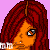 Pixel art contact sheet showing four frames of an animated icon featuring a cartoon woman with red hair, orange skin, and pink polka-dot top against a purple background.
