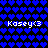 Pixelated blue heart pattern background with white text reading 'Kasey<3' repeated four times in a