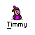 Pixel art character in purple outfit with brown hair and blue eyes, shown across with speech bubbles containing text like "YOU CAN'T", "SPELL", "VICKY", "WITHOUT", "ICKY"