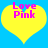 Two yellow hearts on a blue background with pink text reading Love Pink, each heart displaying the same static design.