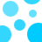 Pixelated blue circles of varying sizes on a white background, with some circles partially cut off at the edges.