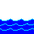 Pixel art sequence of a blue-haired character in teal dress performing water-based actions against gray and blue wave backgrounds.