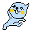 Two light blue pixelated figures with yellow cheeks and black eyes, one in a forward-leaning pose, the other mid-kick.