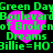 A 4-frame animated contact sheet showing repeated text and pink hearts on a black background with green pixelated font.
