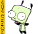 A green cartoon character with large white eyes and black limbs appears in multiple poses across a , each labeled '404ERROR' on yellow vertical bars