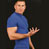 Static pixelated image of a person in blue shirt with arms crossed against dark background, low-resolution 49x49 icon scaled to 256x256 pixels.