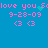 Pixelated blue background with pink text reading 'love you 5<3' and date '9-28-09', two identical copies side-by-side, one copy has cyan pixel artifacts near the '5'.