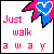 Pixelated icon with pink and blue heart-shaped design, white background, and 'Just walk away' text in pink block letters.