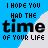 A contact sheet of 13 animated frames showing a repeating text-based animation with blue and white diagonal stripes on the left side, displaying "I HOPE YOU HAD THE time OF YOUR LIFE" in black and light blue text.