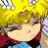 Pixelated anime-style character with yellow hair and red collar, next to black background with white text 'AnimeIM' and 'com'