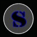 Circular icon with dark gray background and white border containing a blue stylized 'S' symbol in various orientations