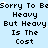 Pixelated text repeats 'Sorry To Be Heavy But Heavy Is The Cost' across a light blue background with scattered white stars.