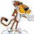 Animated pixel art of a cheetah character with orange and black spots, white chest, and gray sneakers standing on clouds against a white background.