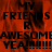 Red and black pixelated text on a fiery background with repeated phrases and multiple exclamation marks.
