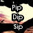 Pixelated text displays 'Pip Dip Sip' on left and 'Best Friends Forever!' with a heart symbol on right against a black background.