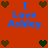 Red background with blue text reading "I Love Ashley" and pixelated brown and green heart icons arranged in a pattern
