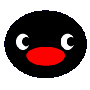 A circular black icon with red oval mouth and white crescent eyes in multiple expressions across a