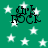 Green background with white stars and black text reading 'girl rock' in a stylized font, repeated four times.