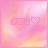 Pink and orange gradient background with repeated 'sara' text and heart symbols, featuring animated yellow and purple particle effects.