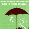 Green background with hexagonal pattern, dark brown umbrella, white raindrops, and white swirls under umbrella.