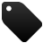Black tag-shaped icon with rounded corners and a single white circular hole near the top-left corner on a light gray background.