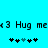 Pixelated text and symbols on a cyan background with animated heart and star icons.