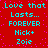 Red background with cyan text reading 'Love that Lasts... FOREVER Nick+ Zoie' and pink dots, repeated twice in a