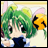 A 48x48 pixel buddy icon featuring a green-haired anime character with cat ears on the left and "Anime IM" text on a black background on the right, displayed as part of an animated contact sheet.