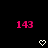 pink '143' numerals and white pixelated hearts on a black background with one gray square corner