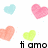 Four pixelated heart shapes in pastel colors with partial text at the bottom.