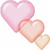 Three pink hearts overlap on the left, with a single large purple heart on the right against a white background.