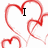 Red heart outlines with black text reading 'I', 'Love', and 'Hearts' in sequence on a white background.